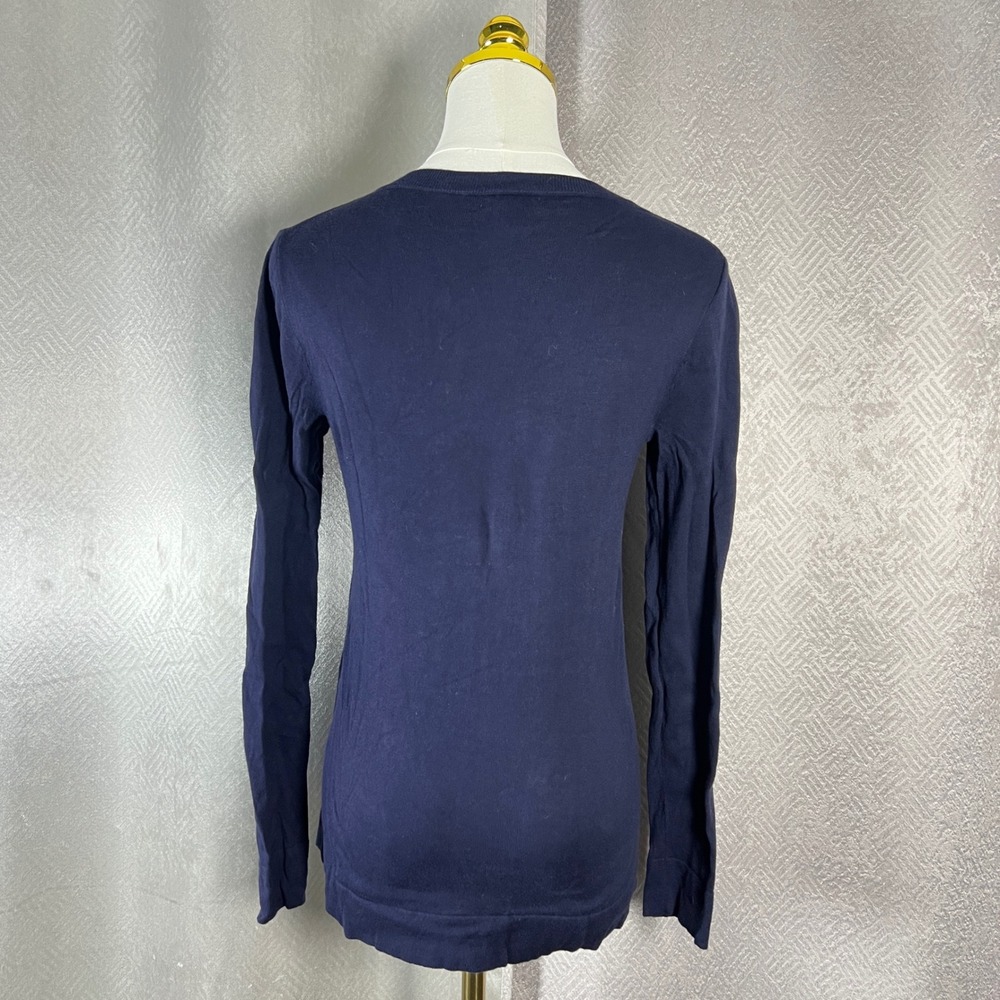 J. Crew Navy Blue Long Sleeve Pink Flamingo Graphic Knit Sweater Top XS - Picture 6 of 11